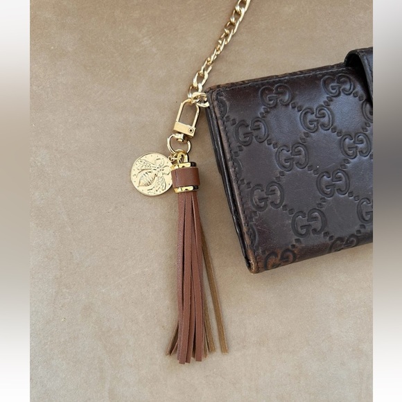 Gucci Guccissima Gold Heart Cocoa Brown Leather Continental Long Wallet